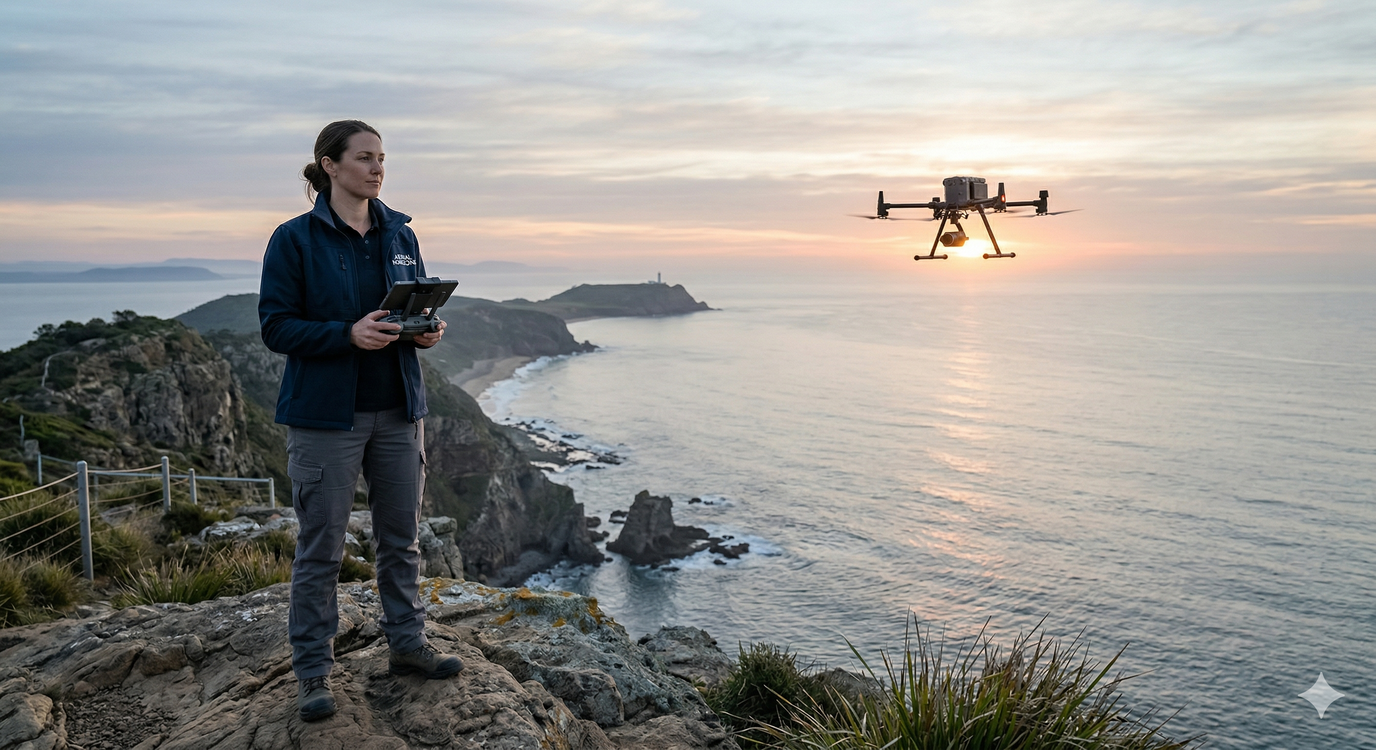 Golden coastal aerial landscape used for memorial flights.