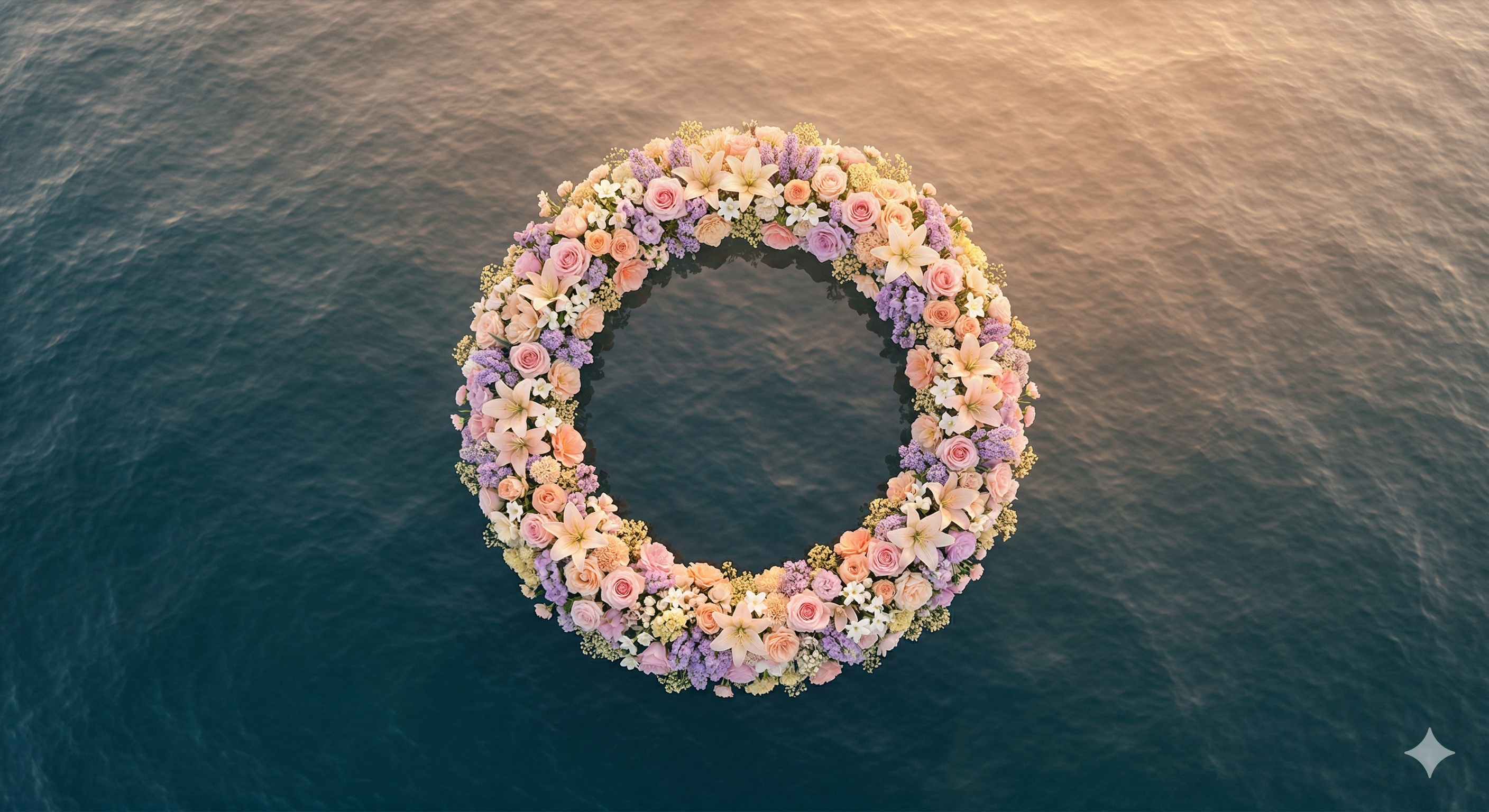 Memorial flight plane moving above the ocean.