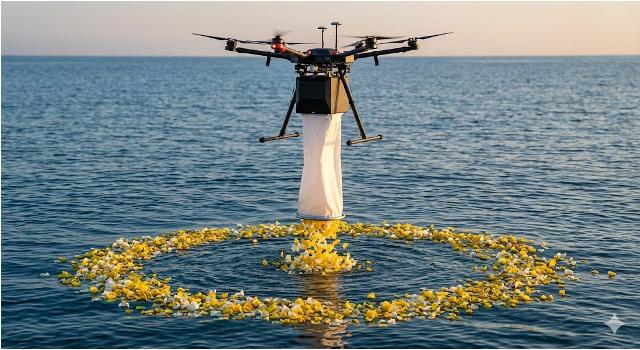 Soft coastal horizon viewed from the air.